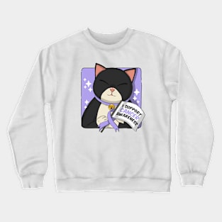 Tuxedo Cat Support Cancer Awareness Crewneck Sweatshirt